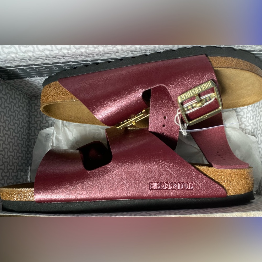 ❌SOLD❌ Birkenstock [7] Arizona BS Birko-Flor Graceful Berry Crush Sandals - Picture 3 of 13